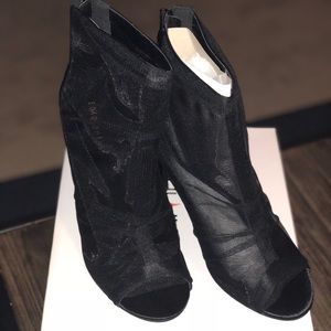 Black Mesh bootie heels